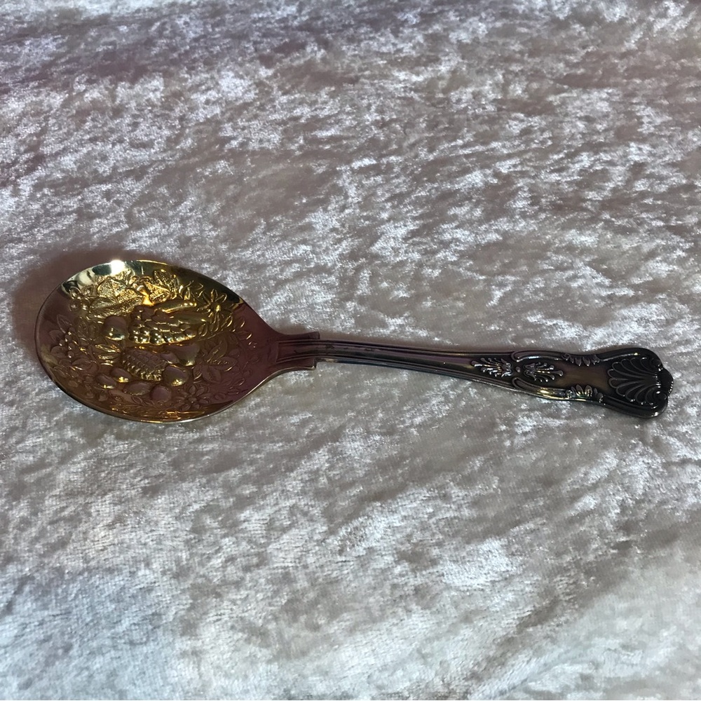 FREE * Vintage Silver Sheffield Spoon Fruit Compete Motif Antique Retro Serving - Picture 3 of 9